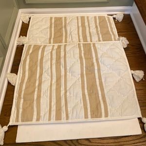 PB Standard Shams PAIR Mesa  Striped  Cotton Handcrafted  Natural/White NWOT